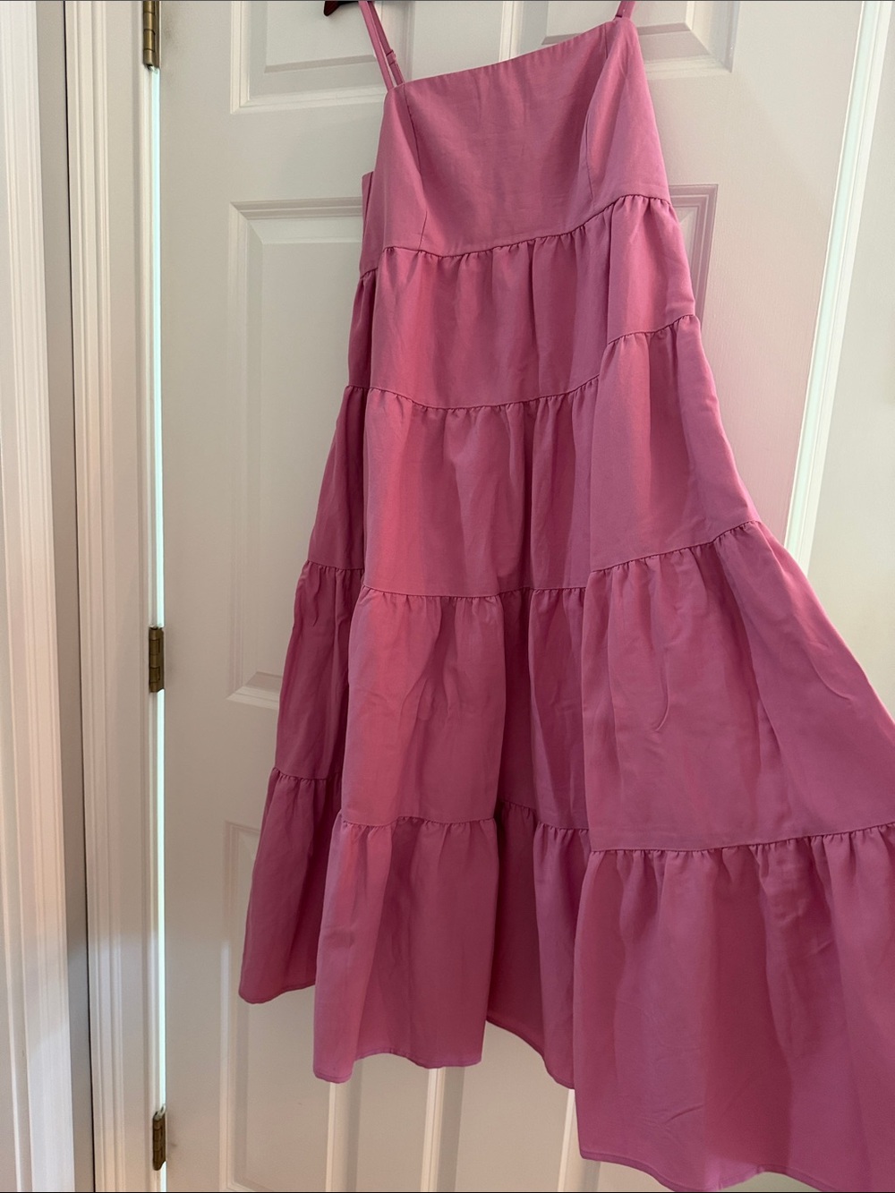 Pink Tiered Midi Maxi Dress Cottagecore Sundress Size M | Idem Ditto